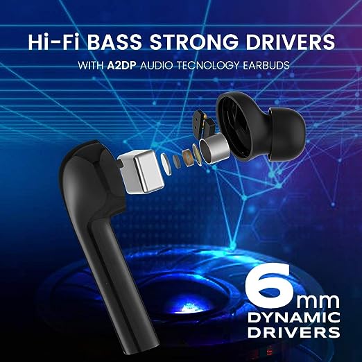 LUMIFORD Max T55 True Wireless Earbuds with Bluetooth V5.0, Hi-fi Bass, 15 Hours Battery Life with case, Smart Touch Controllers with Ergonomic IPX4 Water Resistant Earbuds, Built-in Mic (Black) LUMIFORD Max T55 True Wireless Earbuds with Bluetooth V5.0, Hi-fi Bass, 15 Hours Battery Life with case, Smart Touch Controllers with Ergonomic IPX4 Water Resistant Earbuds, Built-in Mic (Black)